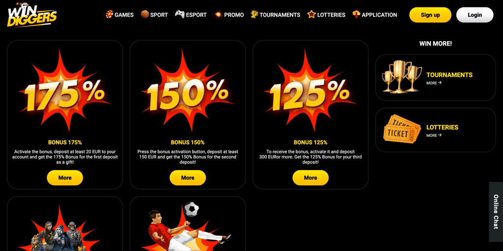 Win Diggers Casino Site Evaluation - One of casino with best bonuses